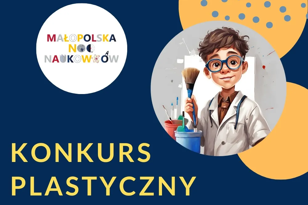 baner konkursowy - konkurs plastyczny na zdjęciu chłopiec z pędzlem