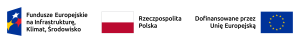 logotyp FEna Infrastrukturę i fundusze europejskie na infrastrukturę klimat środowisko, logo rp, dofinansowane przez UE